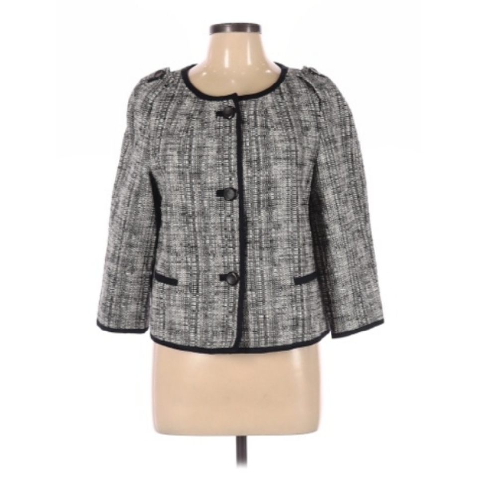 Talbots Suit Jacket Cotton blend sz: 10 classic gray / ivory